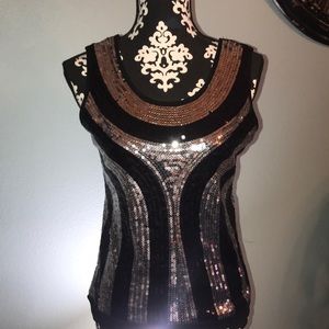 Sequin black and silver top